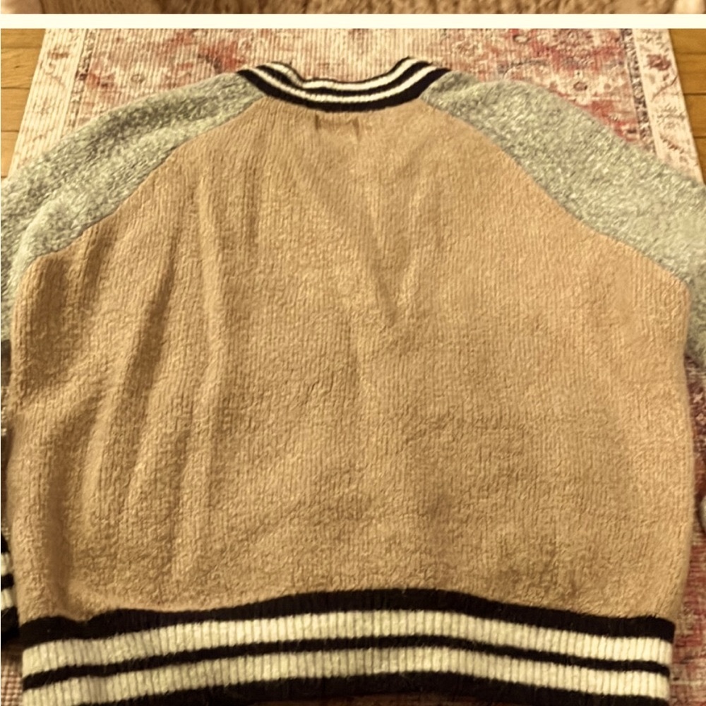 Anthropologie MAEVE EMBROIDERED bomber style sweater jacket - Picture 3 of 6